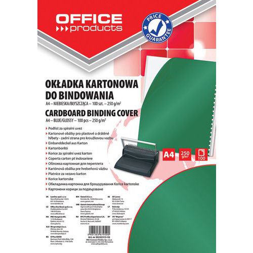 Okładki do bindowania OFFICE PRODUCTS, karton, A4, 250gsm, błyszczące, 100szt.