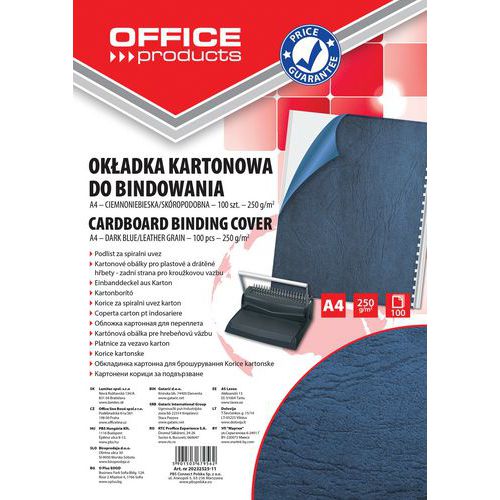 Okładki do bindowania OFFICE PRODUCTS, karton, A4, 250gsm, skóropodobne, 100szt.