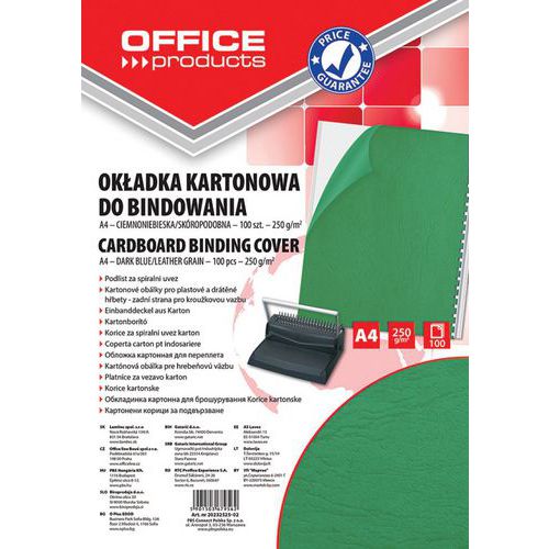 Okładki do bindowania OFFICE PRODUCTS, karton, A4, 250gsm, skóropodobne, 100szt.