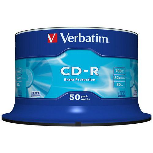 Płyta CD-R VERBATIM, 700MB, prędkość 52x, cake, 50szt., ekstra ochrona