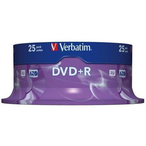 Płyta DVD+R VERBATIM AZO, 4,7GB, prędkość 16x, cake, 25szt., srebrny mat