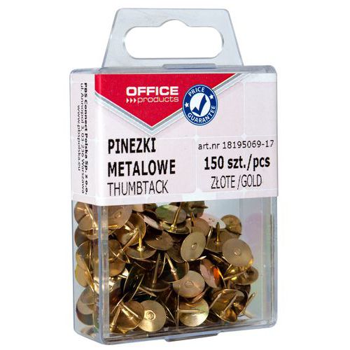 Pinezki metalowe OFFICE PRODUCTS, w pudełku, 150 szt., złote