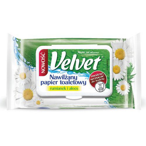 Papier toaletowy celulozowy VELVET Rum&Aloe, nawilżany, 42 listki, biały