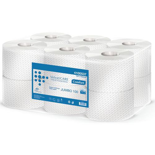 Papier toaletowy celulozowy VELVET Professional Jumbo, 2-warstwowy, 800 listków, 100m, 12szt., biały