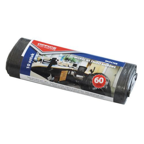 Worki na śmieci biurowe OFFICE PRODUCTS, mocne (LDPE), 60l, 10szt., czarne