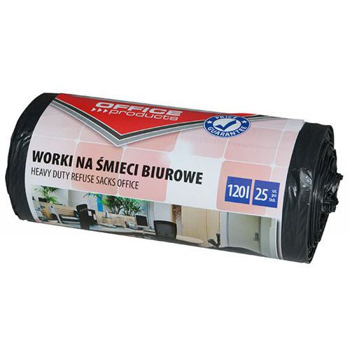 Worki na śmieci biurowe OFFICE PRODUCTS, mocne (LDPE), 120l, 25szt., czarne