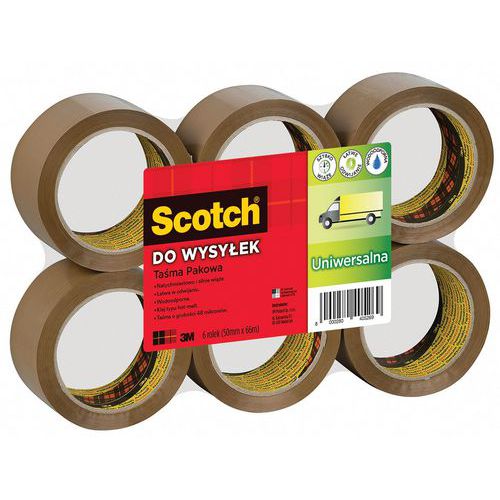 Taśma pakowa do wysyłek SCOTCH® Hot-melt (371), 50mm, 66m, brązowa