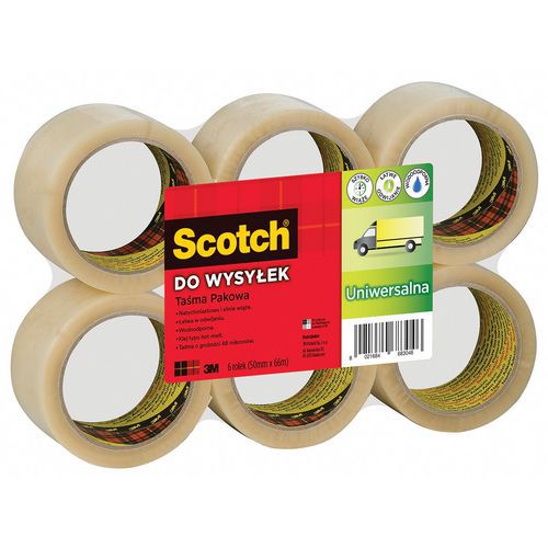 Taśma pakowa do wysyłek SCOTCH® Hot-melt (371), 50mm, 66m, transparentna