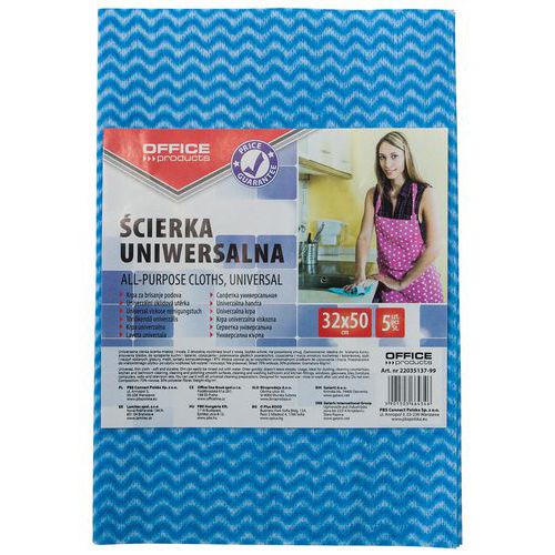 Ścierka uniwersalna OFFICE PRODUCTS, wiskoza 70%, gr. 40g/mkg, 32x50cm, 5szt.