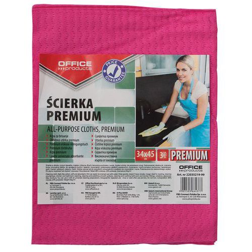 Ścierka premium OFFICE PRODUCTS, wiskoza 80%, gr. 65g/mkg, 34x45cm, 3szt.