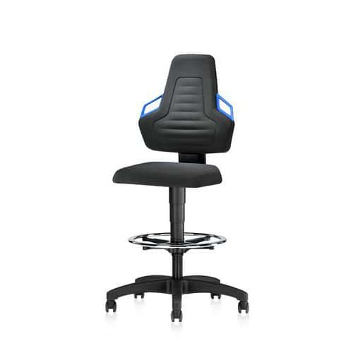 Krzesło warsztatowe Bimos Ergoconfort Supertec z podnóżkiem i miękkimi kółkami