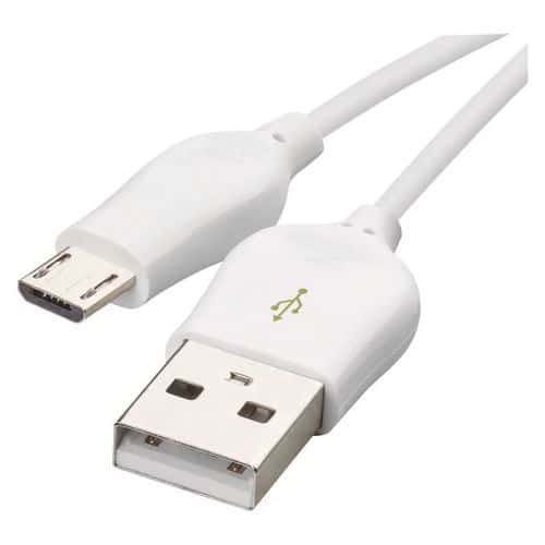 Kabel do szybkiego ładowania i transmisji danych, USB-A 2.0/micro USB-B 2.0, Quick Charge, 1 m, biały