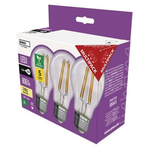 Żarówka LED Filament A60, trzonek E27, 3,8 W, 3 szt.