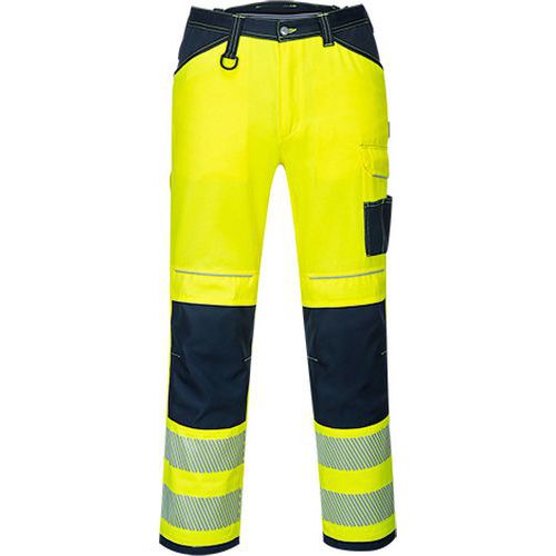 Spodnie robocze ostrzegawcze PW3, niebieski/żółty