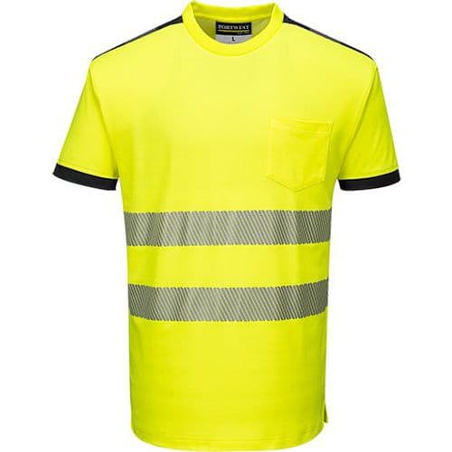 T-Shirt ostrzegawczy PW3, czarny/żółty