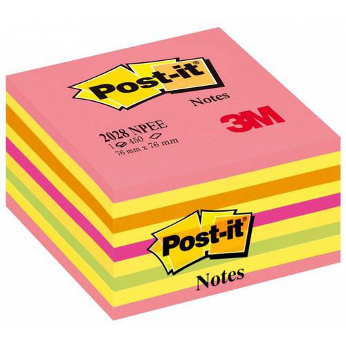 Kostka samoprzylepna POST-IT® (2028-NP), 76x76mm, 1x450 kart., cukierkowa różowa