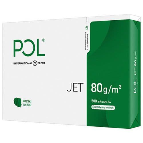 Papier kserograficzny IP POL JET, A4, klasa A, 166CIE, 80gsm, 500ark.