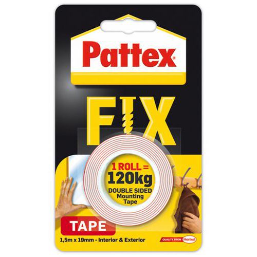 Taśma dwustronna PATTEX FIX, 1,5m x 19mm, 120kg