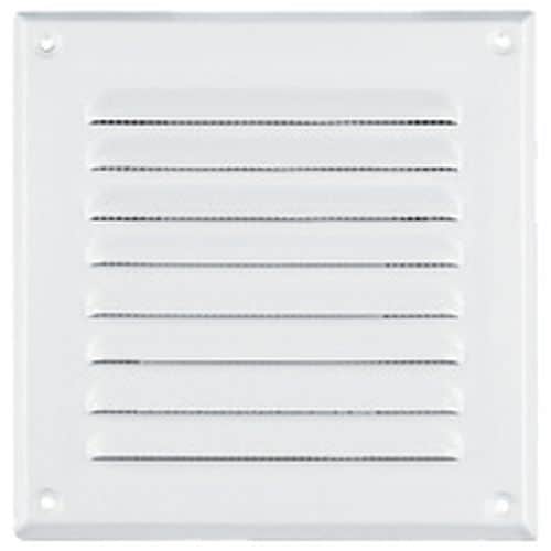 REFLEX kratka wentylacyjna, metalowa, biała, kwadratowa, z siatką, 155 x 155/140 x 140 mm, wylot 130 x 130 mm